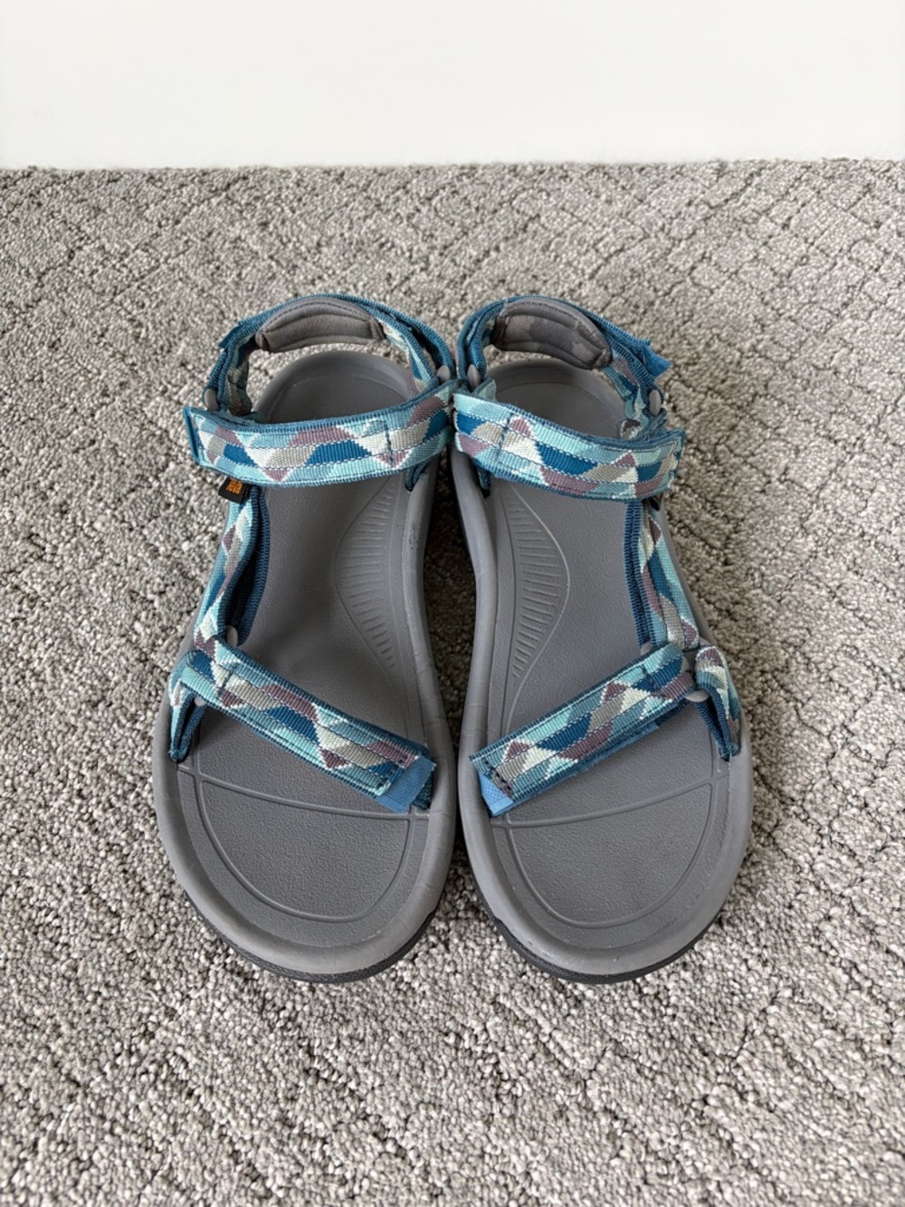 Teva Women's Hurricane XLT2 Blue & Grey Sport Sandals Sz US 9 Geometric Pattern